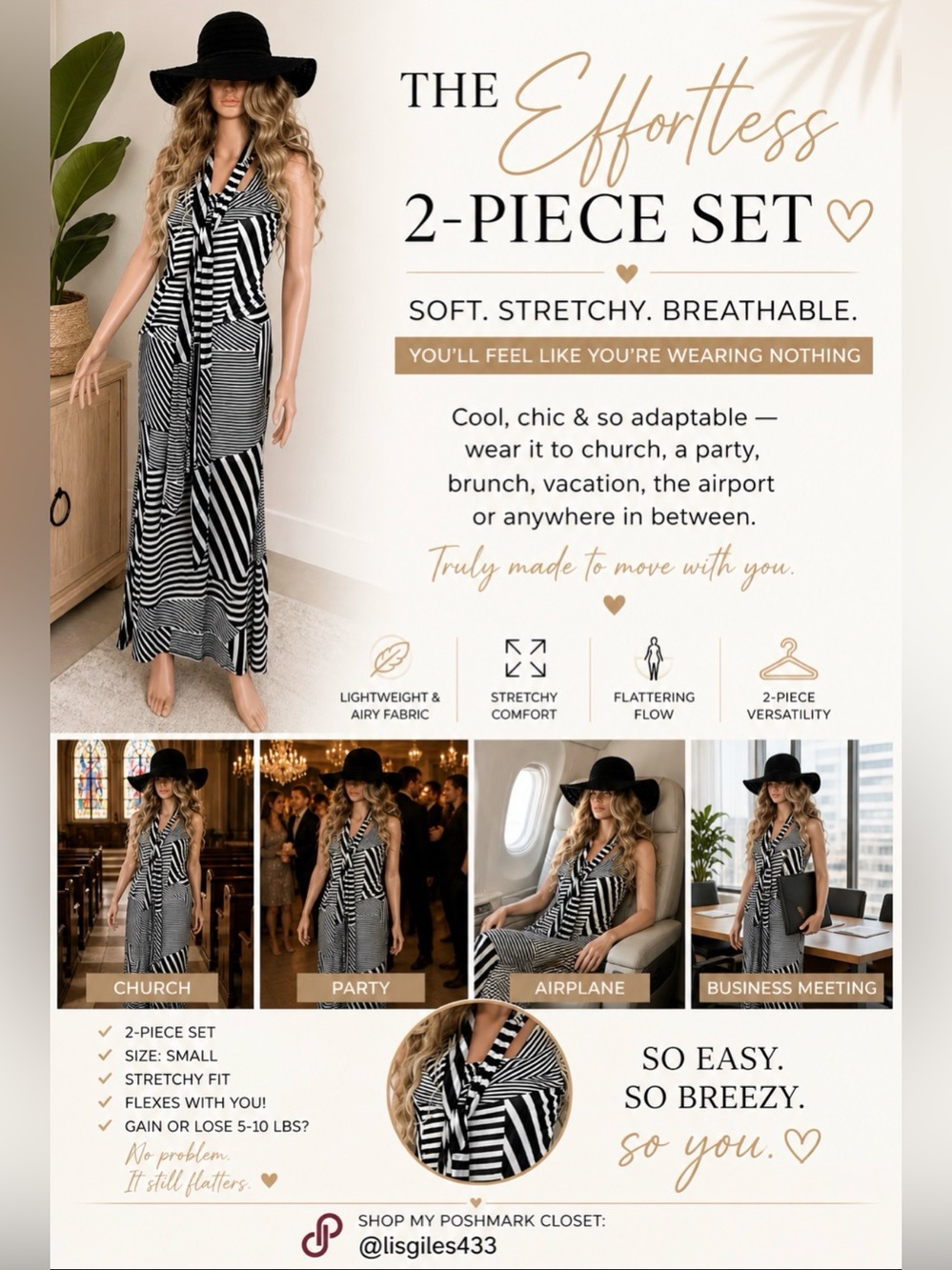 Black & White Striped 2-Piece Maxi Set